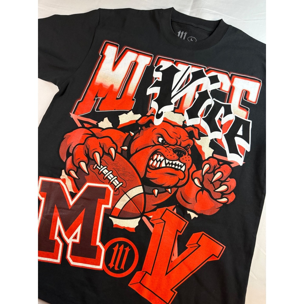 MI-VICE David Wang Mens Black Bulldog Football Graphic T-Shirt Size Large 111 MV
